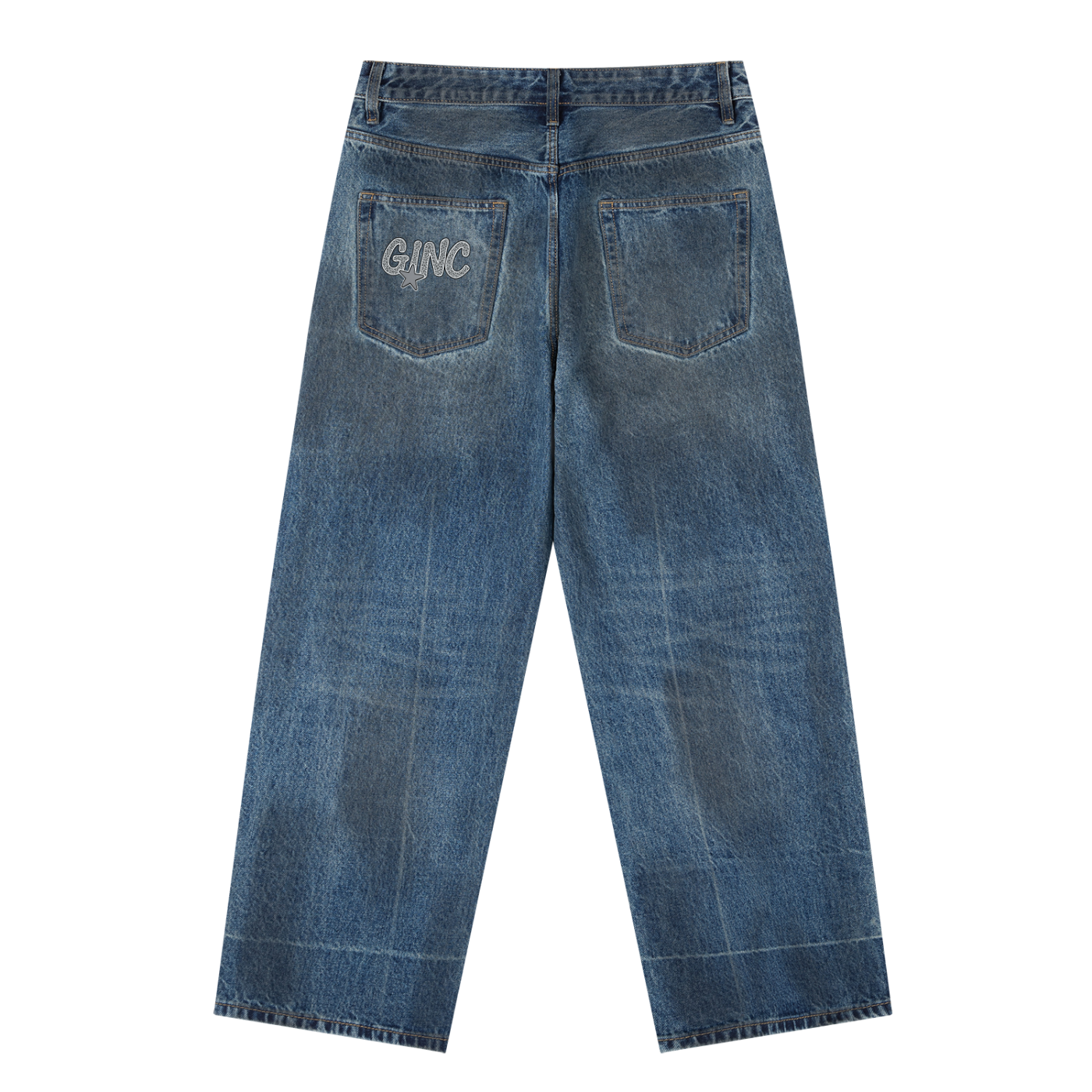 "Crucifix" Vintage Wash Baggy Denim Jeans