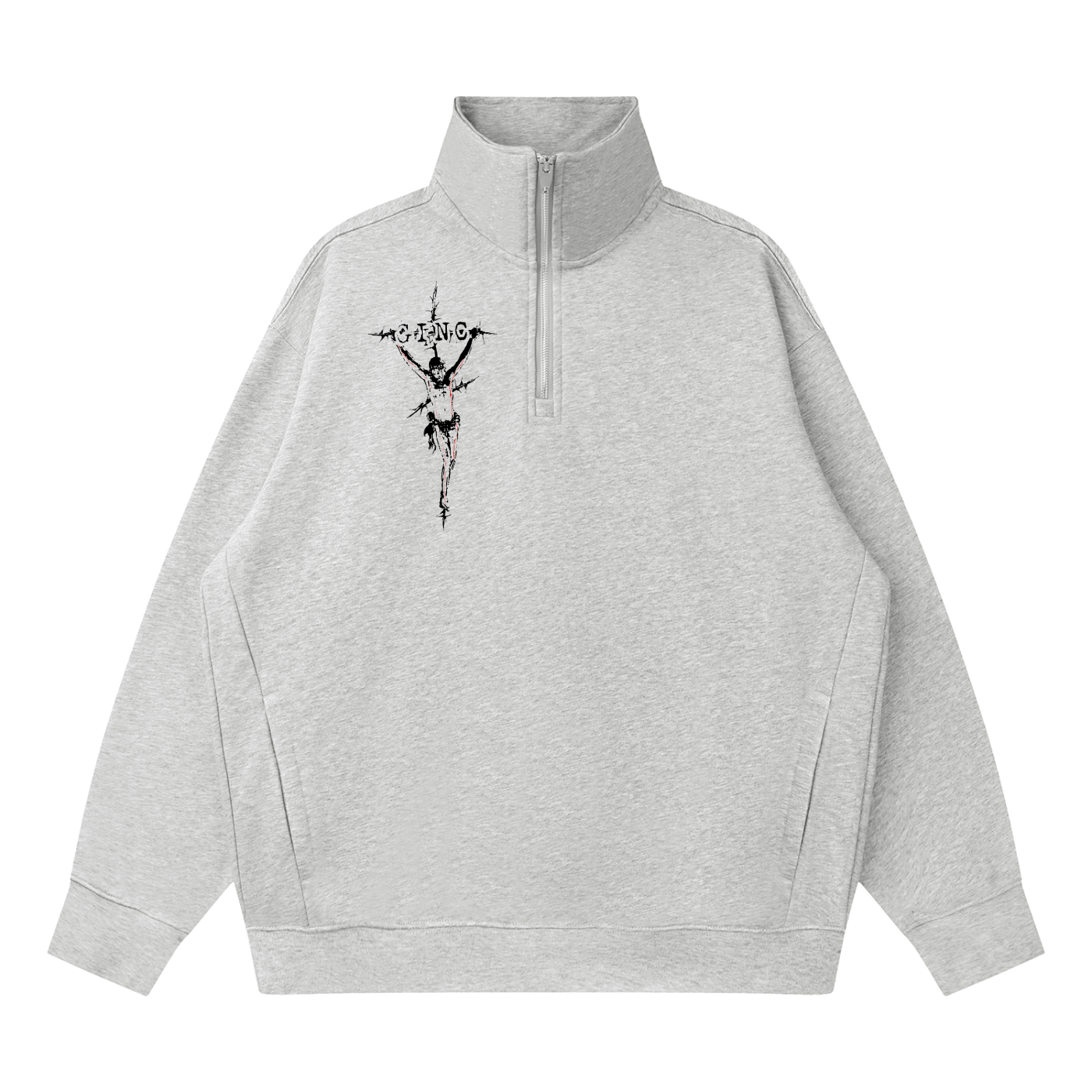 Adam & Eve Quarter-Zip - Light Grey/Flower Grey